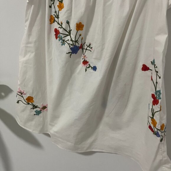Tory Burch White Floral Embroidered Off the Shoulder Short Sleeve Blouse Size 0 - Picture 5 of 6